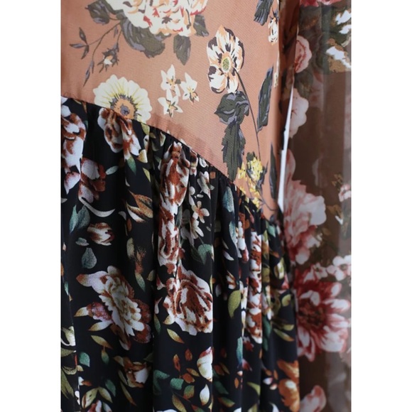 SOLD OUT Bohemian Chiffon Floral Long Sleeve Dress - Picture 4 of 11